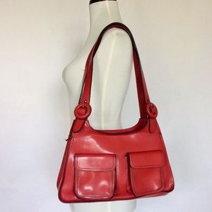 Kazuyo Nakano structured red leather shoulder bag